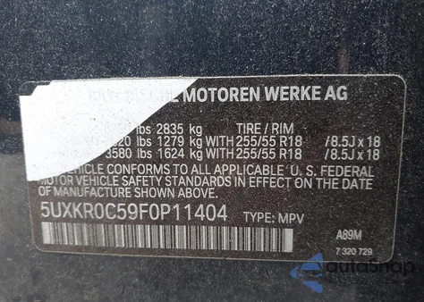 2015 BMW X5 xDrive35I из США, поврежденный, VIN 5UXKR0C59F0P11404